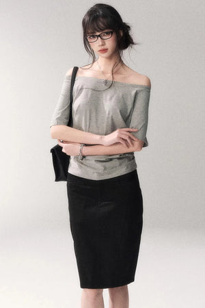 Cotton Washed Midi Skirt