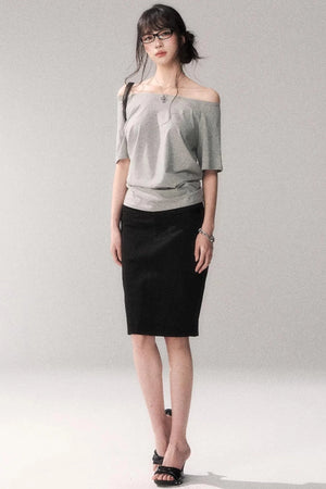 Cotton Washed Midi Skirt