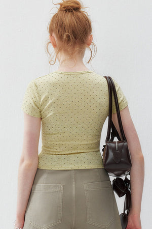 Cream Polka Dot Short T-Shirt