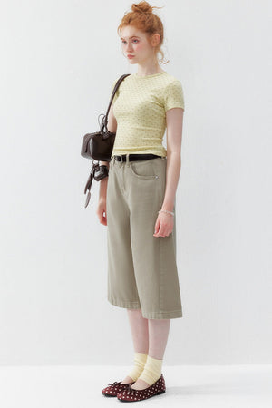 Cream Polka Dot Short T-Shirt