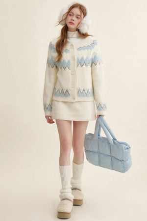 Cream Tweed A-Line Skirt