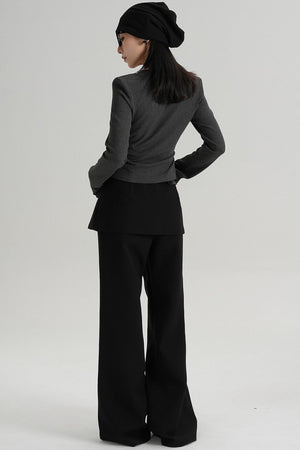 Crew Neck Waist Slimming Long-Sleeved T-Shirt