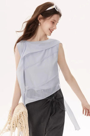 Crinkled Chiffon Ribbon Top