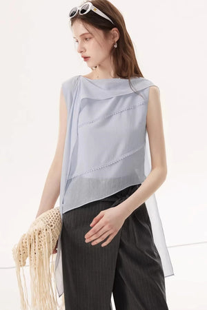 Crinkled Chiffon Ribbon Top