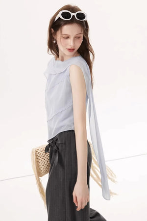 Crinkled Chiffon Ribbon Top
