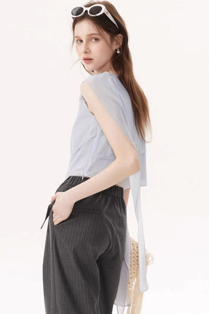 Crinkled Chiffon Ribbon Top