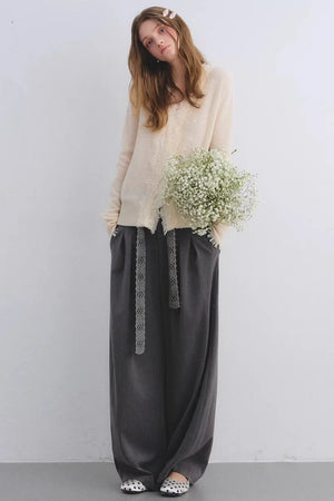 Crochet Pleated Suit Pants
