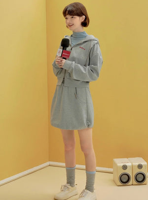 cropped hooded long-sleeved sweatshirt outer