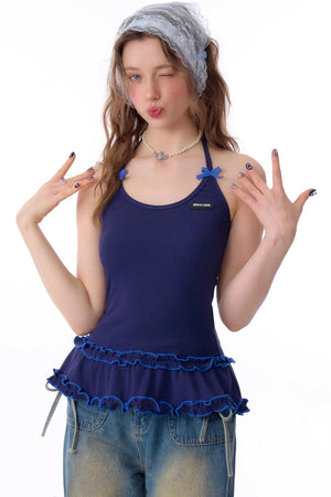 Cropped Knit Halterneck Vest