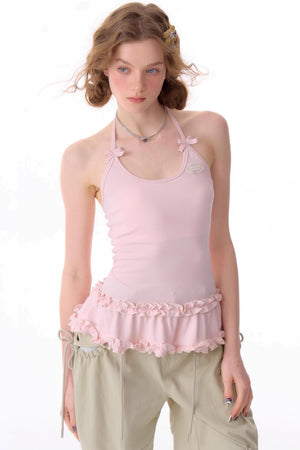 Cropped Knit Halterneck Vest