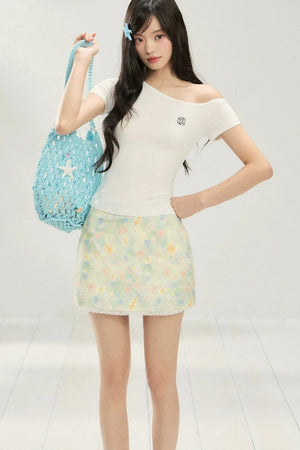 Cropped Off-Shoulder Short Sleeve Top