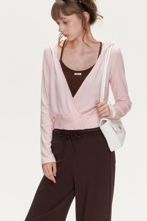 Cross V-Neck Striped Long-Sleeve T-Shirt