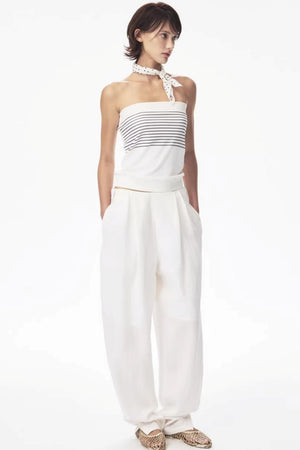 Curri White Striped Tube Top