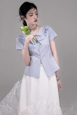 Curve Blue Cotton Shirt