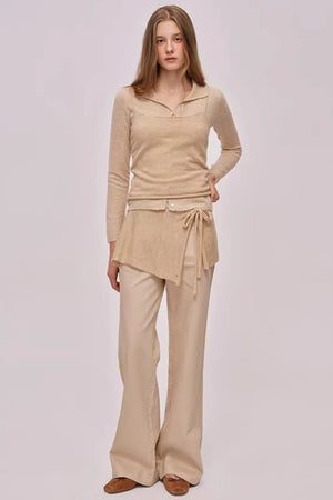 Custom-Dyed Apricot Denim Pants