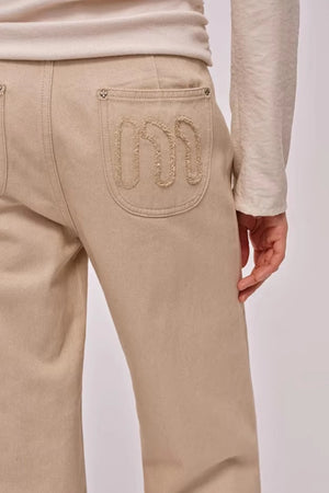 Custom-Dyed Apricot Denim Pants
