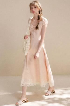 Custom-Dyed Lace A-Line Dress