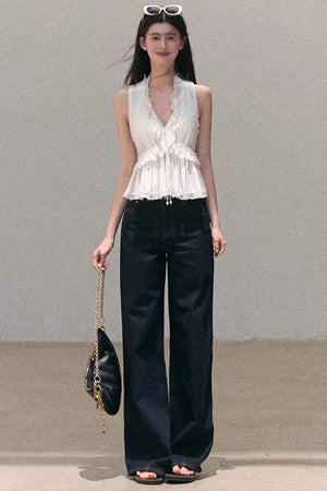 Custom-Dyed Lace Silk Top
