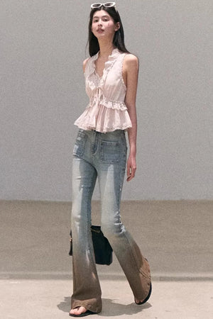Custom-Dyed Lace Silk Top