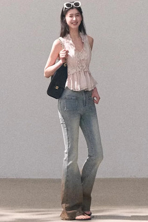 Custom-Dyed Lace Silk Top