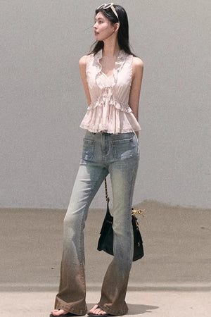 Custom-Dyed Lace Silk Top