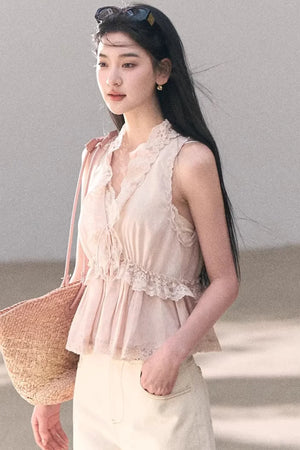 Custom-Dyed Lace Silk Top