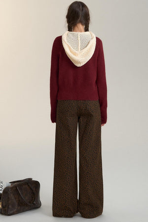 Cut-Out Hooded Knit Cardigan