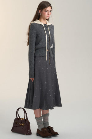 Cut-Out Hooded Knit Cardigan