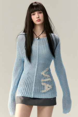 Cut-Out Monogram Knit Sweater