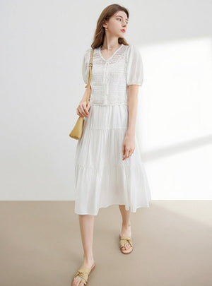 Cutout Little White Dress