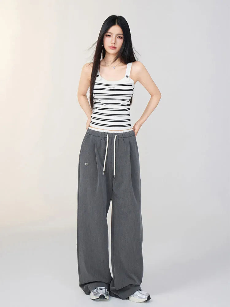 Color-Block Draped Suit Wide-Leg Pants