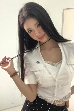 Daffodil V-Neck Waist-Cinching Shirt Set-Up