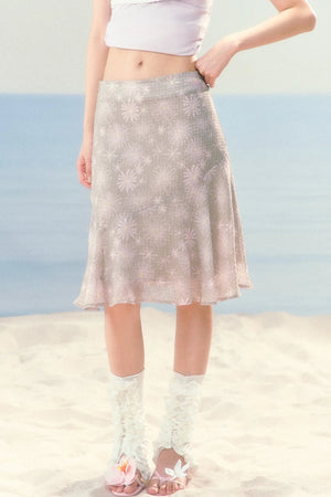Daisy Floral Chiffon Fishtail Skirt