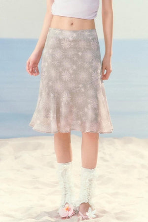 Daisy Floral Chiffon Fishtail Skirt
