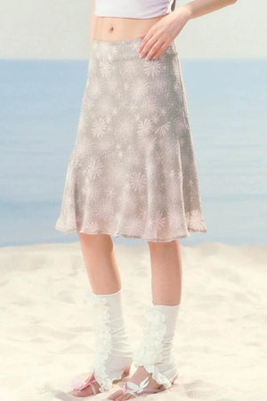 Daisy Floral Chiffon Fishtail Skirt
