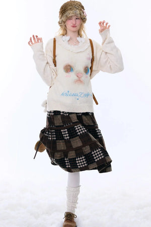 Dark Brown Plaid Skirt