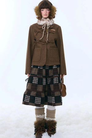 Dark Brown Plaid Skirt