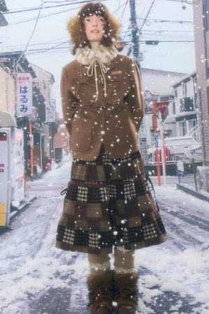 Dark Brown Plaid Skirt