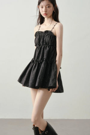 Dark Feather Striped Dress
