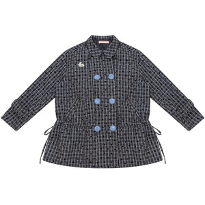 Dark Gray Plaid Wool Coat