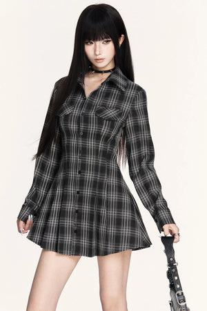 Dark Plaid Long Dress
