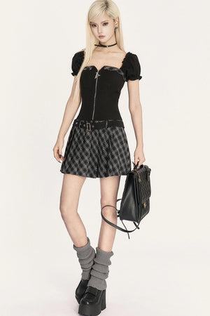 Dark Pleated One-Shoulder Dress