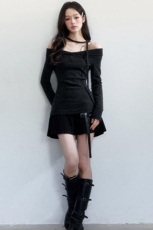 Dark River Lace Pleated Skirt