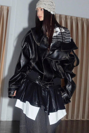 Dark Rock Distressed Leather Jacket