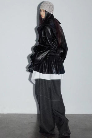 Dark Rock Distressed Leather Jacket