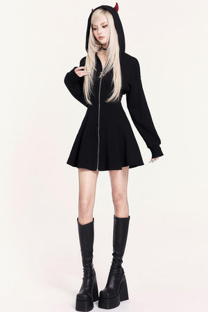 Dark Sweet Devil Hooded Dress Set-Up