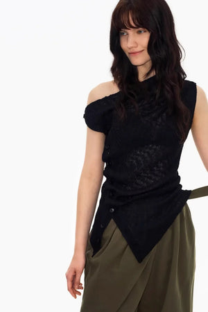 Deconstructed Knit One-Shoulder Vest
