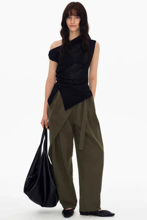 Deconstructed Knit One-Shoulder Vest
