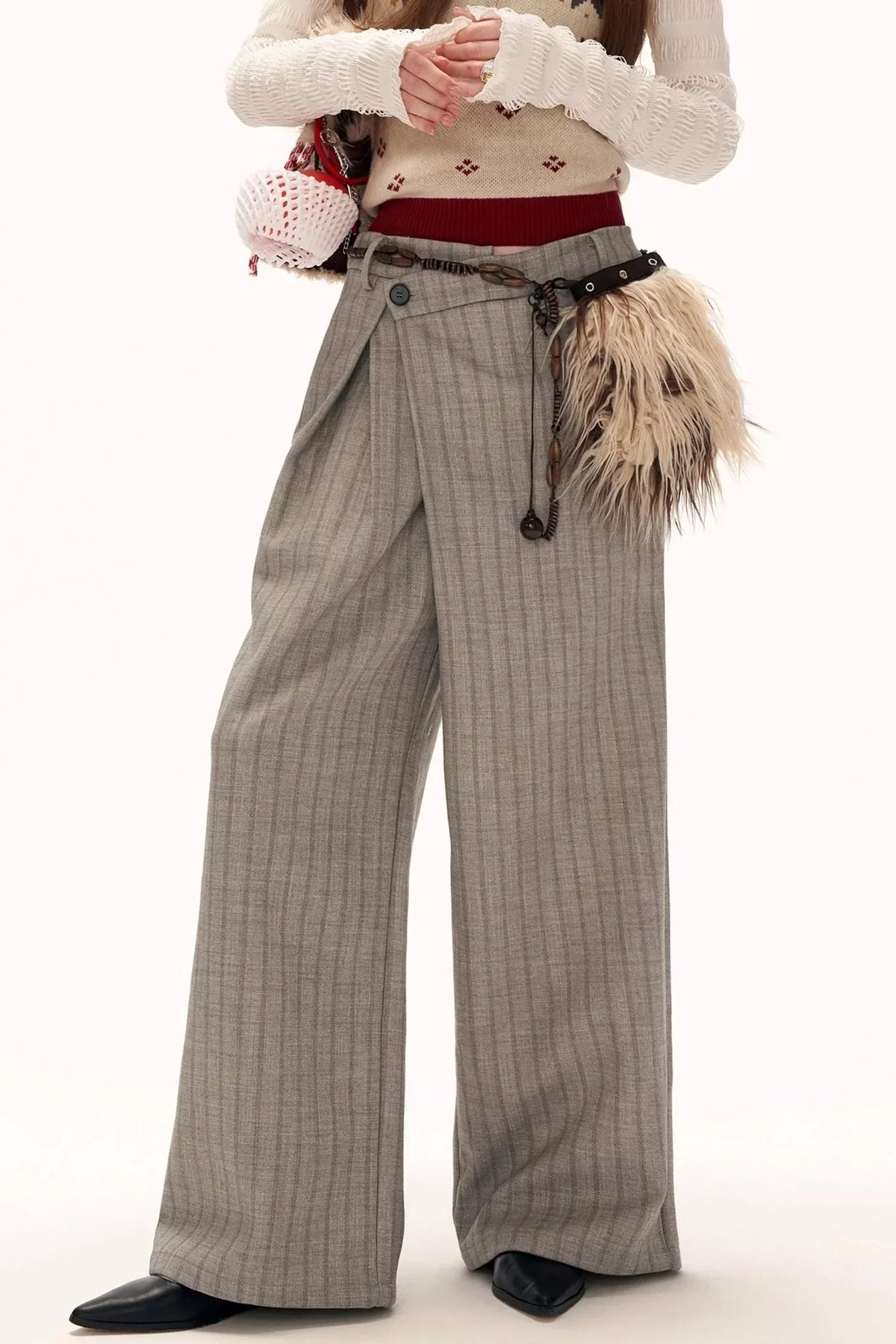 Deconstructed Patchwork Pleated Trousers
