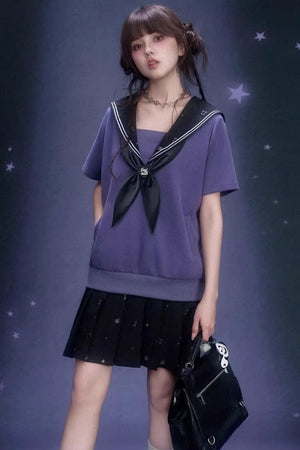 Deep Purple Sailor Collar Dress